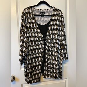 Russell Kemp 4X Plus Size Blouse with Geometric Ring Print and Built-in Cami